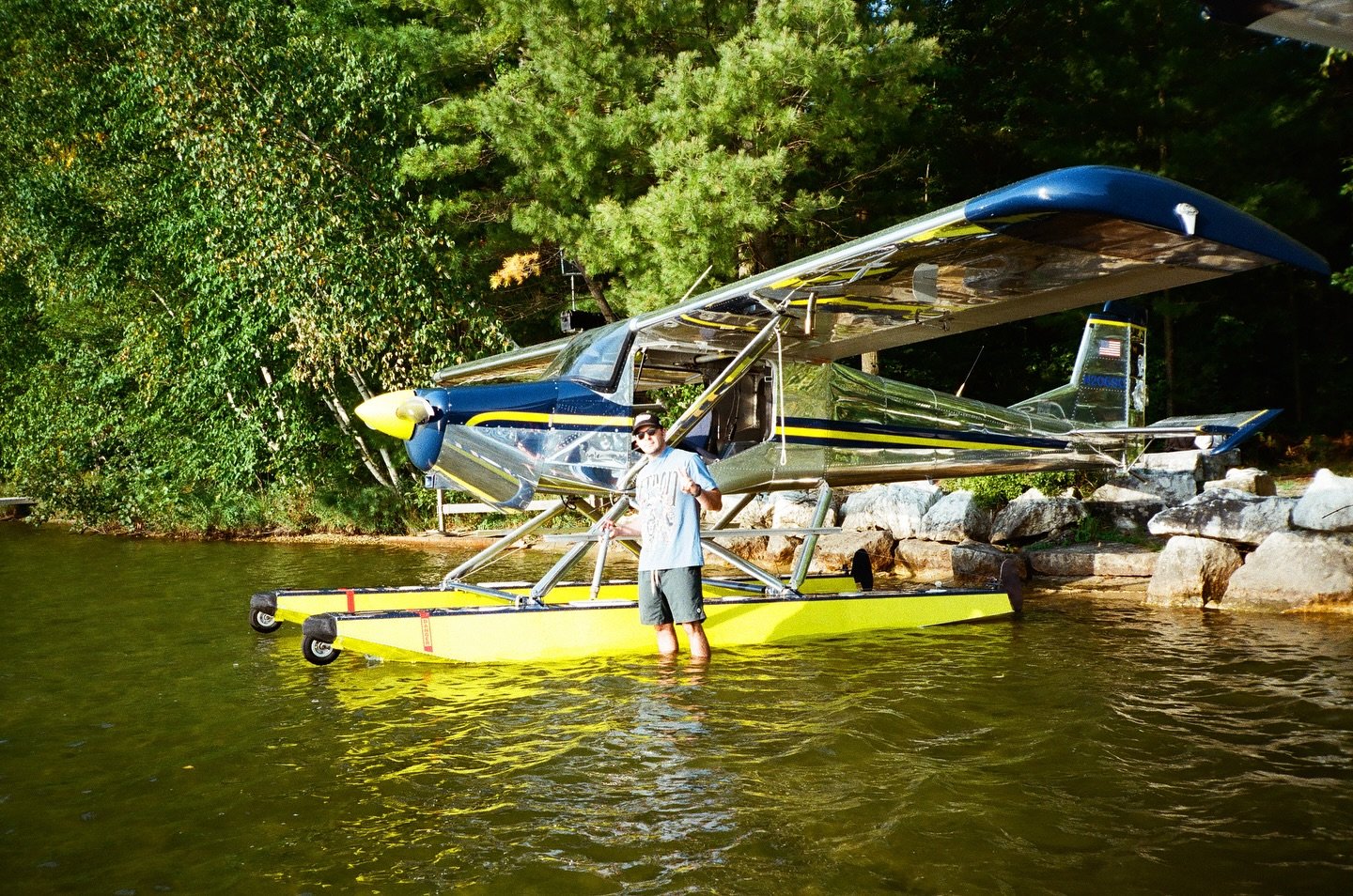 Murphy Rebel seaplane on floats at a Michigan lake after a scenic flight