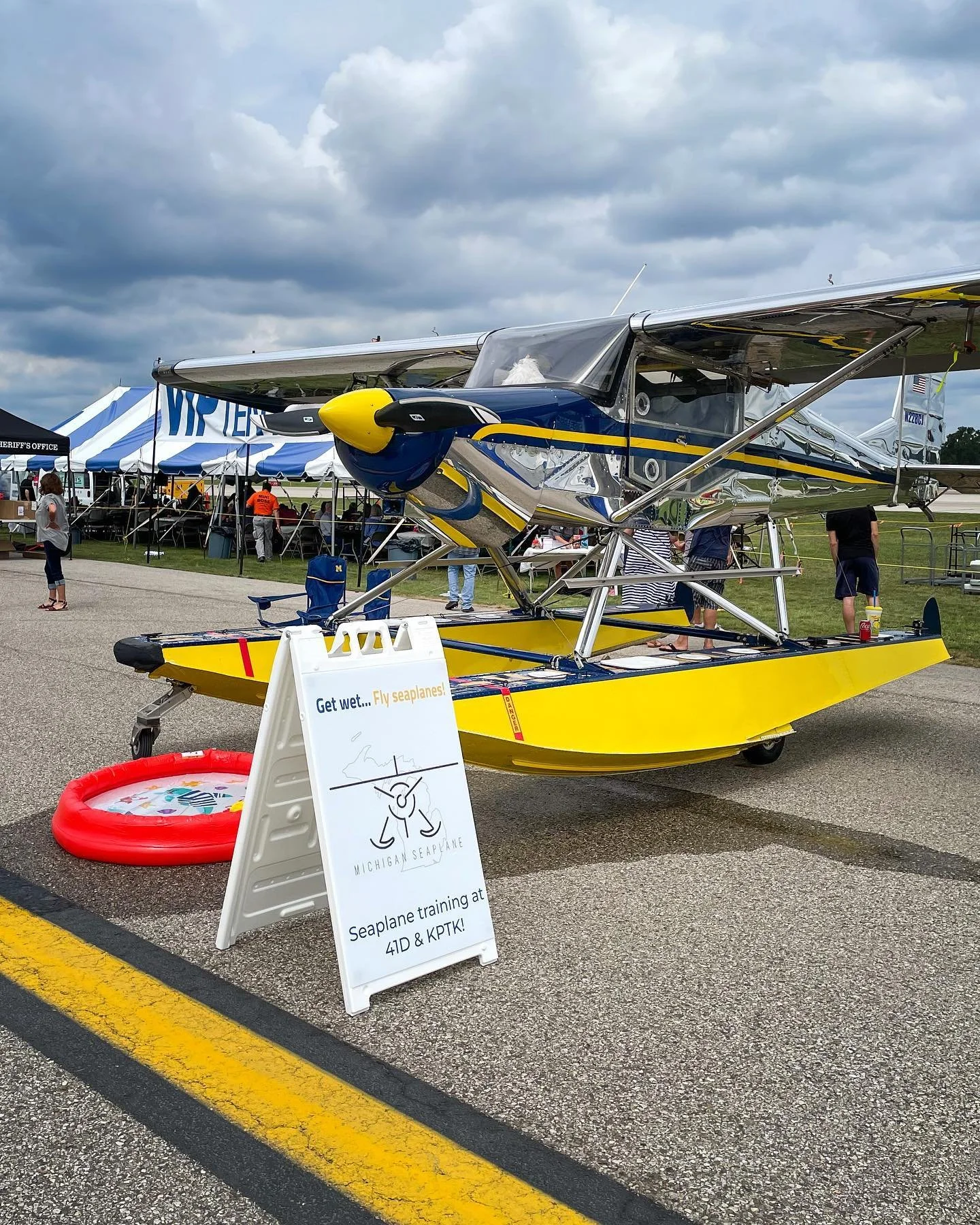 Murphy Rebel seaplane on amphibious floats displayed at the Oakland County airport airshow