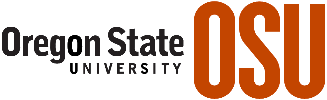 Oregon State University logo featuring text and large orange letters 'OSU'.