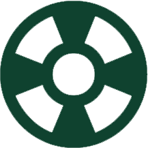 Illustration of a green and black circular object with a six-segment pattern