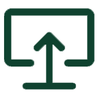 Computer monitor icon with an upward arrow