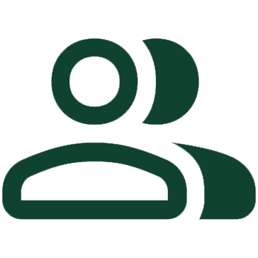 Icon of two abstract human figures, one in front of the other, representing a user or group.