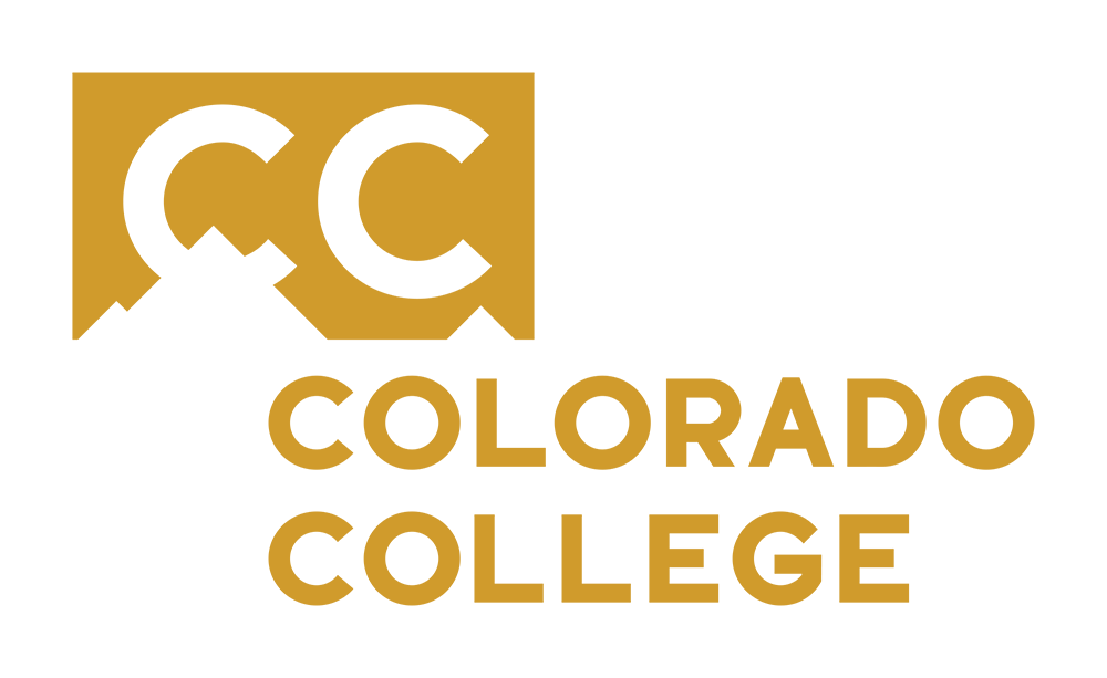 Colorado College logo with gold and black colors, featuring the initials 'CC' and the words 'Colorado College'.