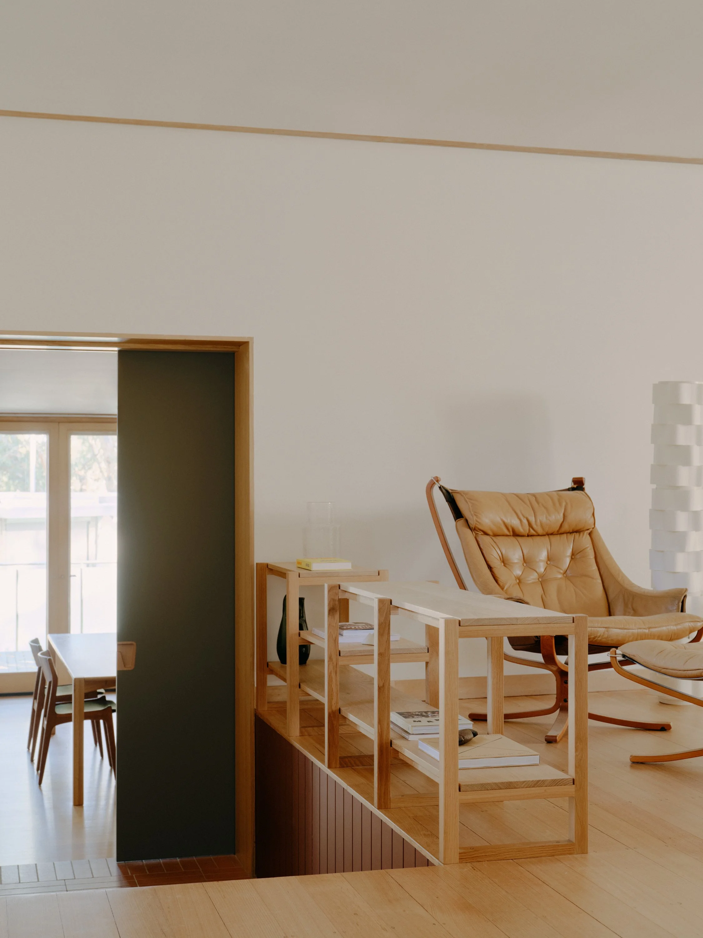 Green Sliding Door with Recliner Chair