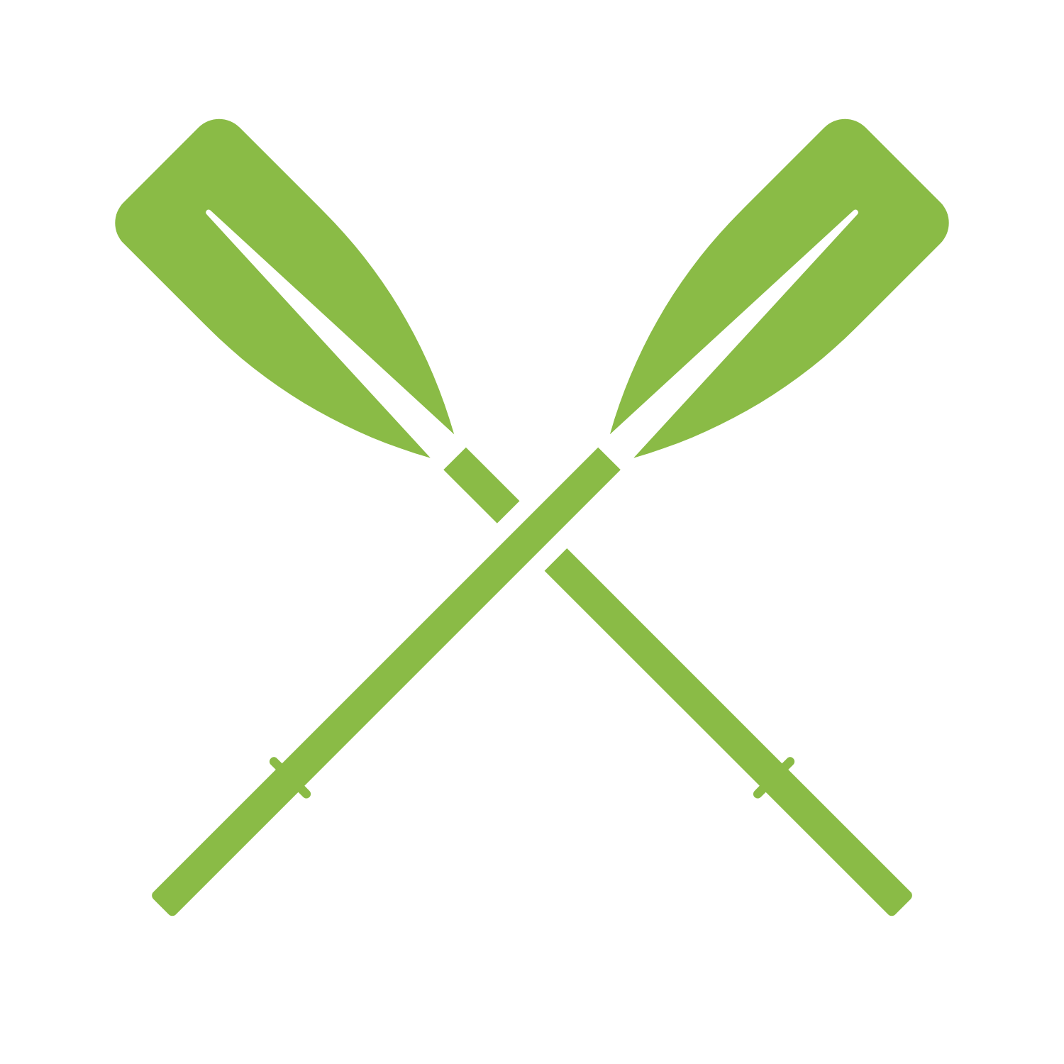 Illustration of two crossed green paddles with blades.