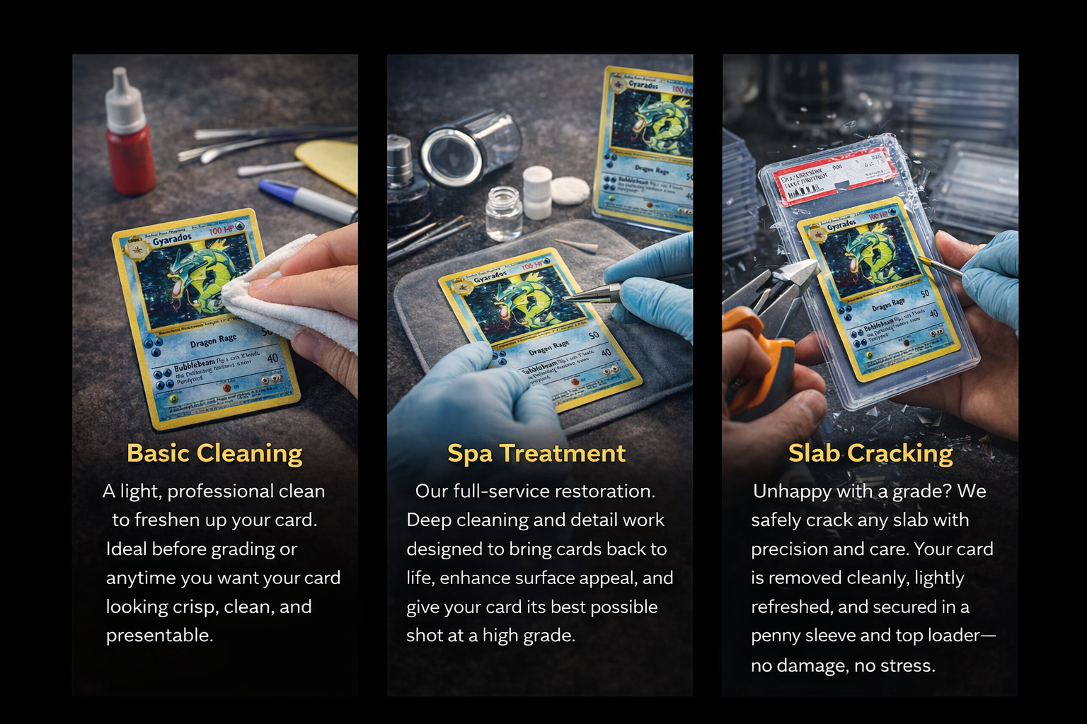 Card restoration and grading prep for collectors