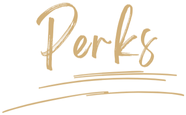 Handwritten-style text that says "Perks" with two curved lines below it.