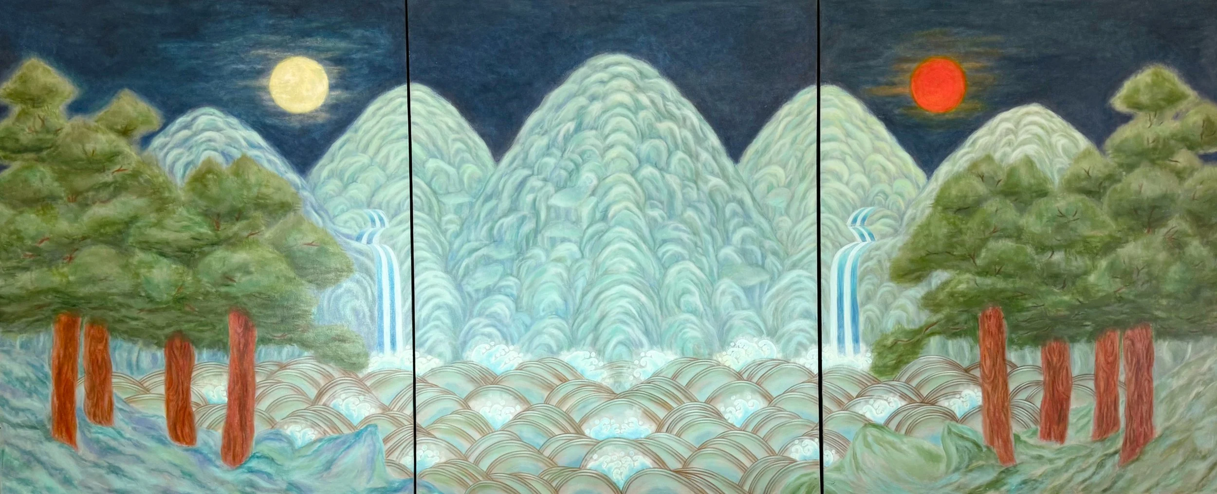 Velvet Peaks with Sun and Moon