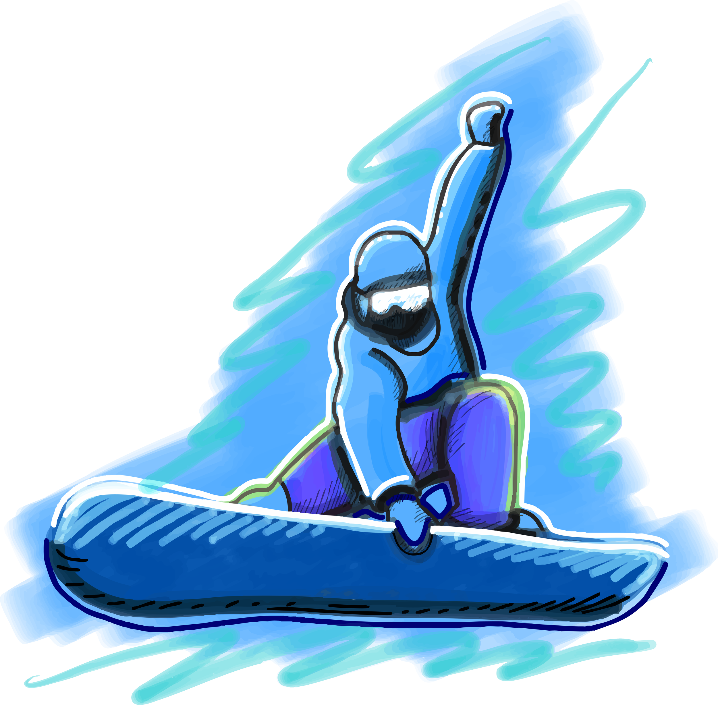 Blue Snowboard Air Sticker