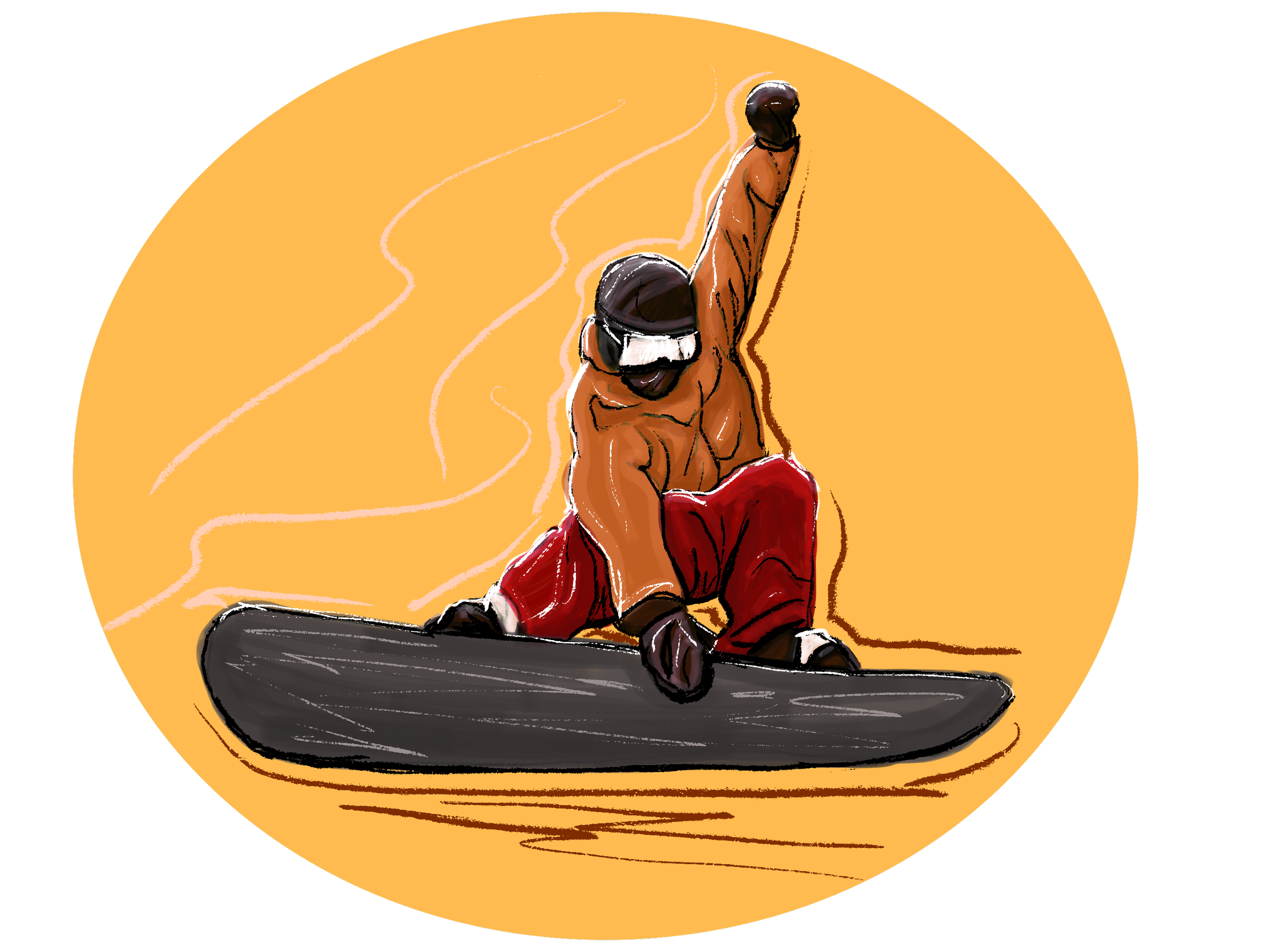 Orange Grab Snowboard Sticker