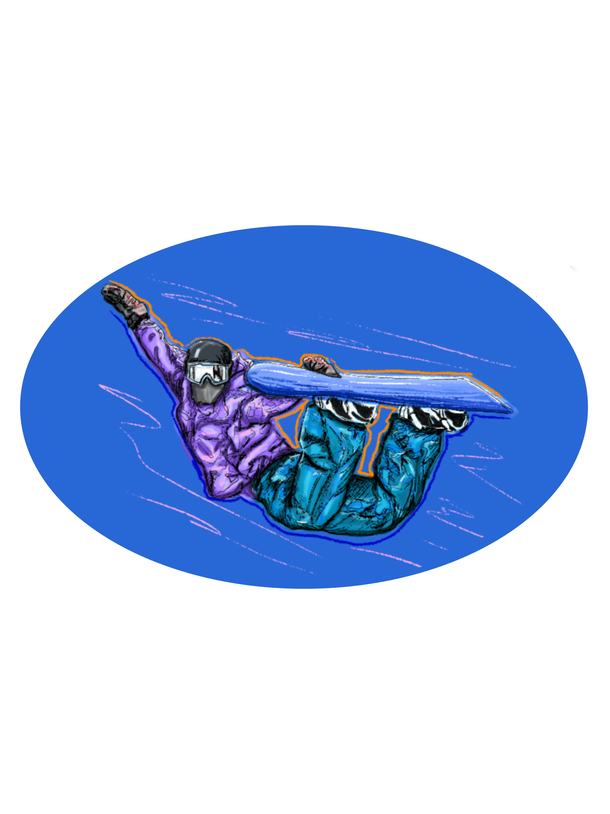 Blue Grab Snowboard Sticker