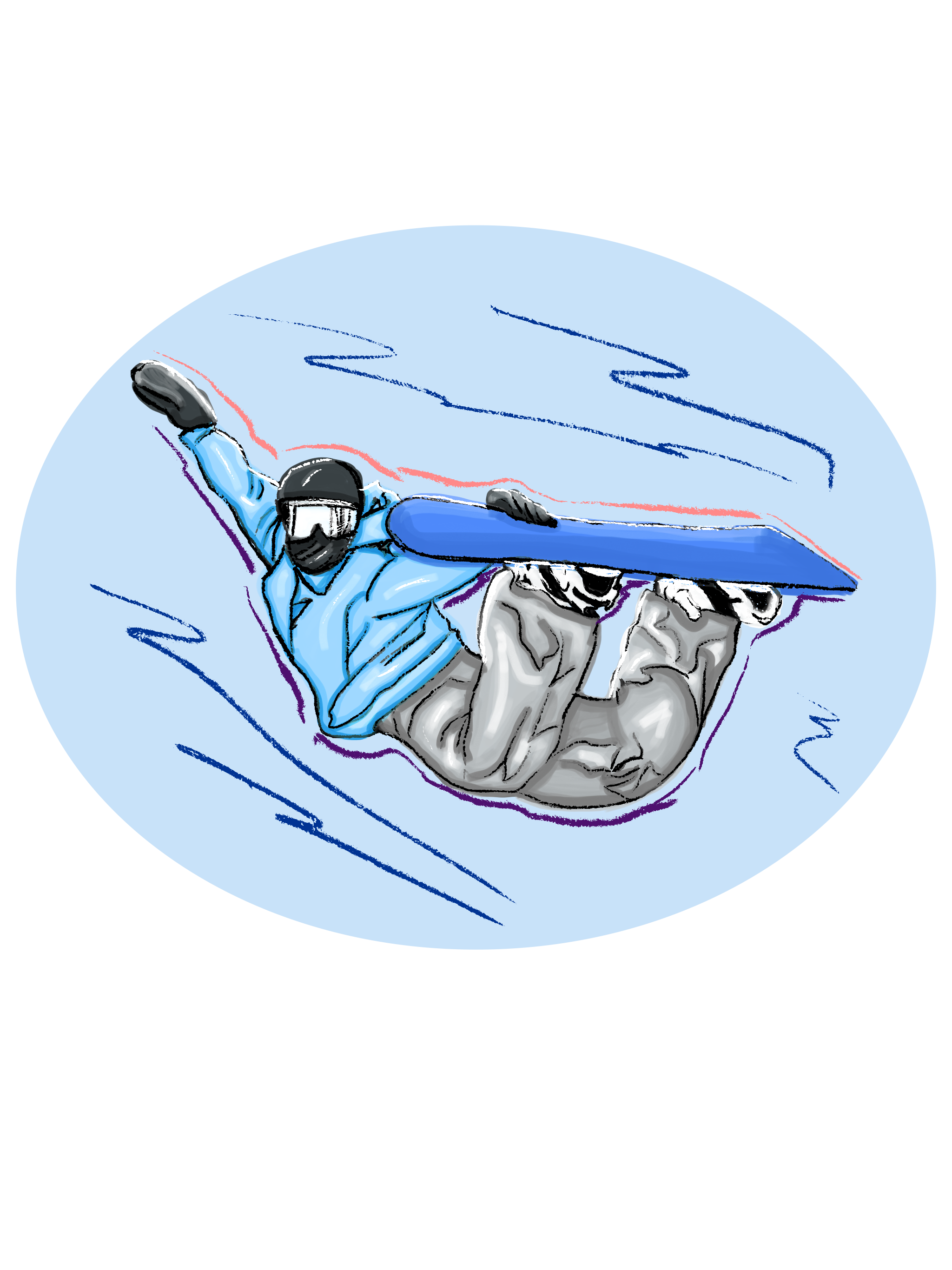 Light Blue Grab Snowboard Sticker