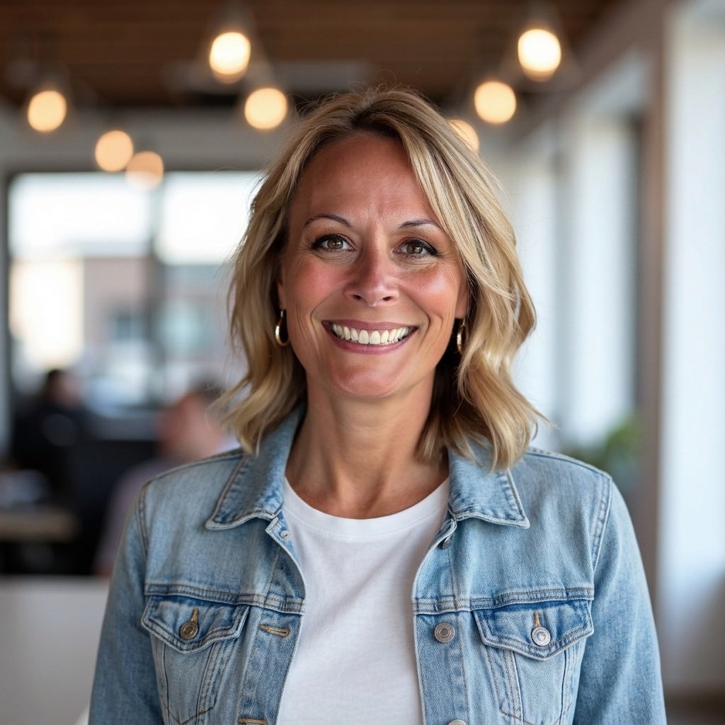 Warm and approachable therapist in a comfortable counseling office