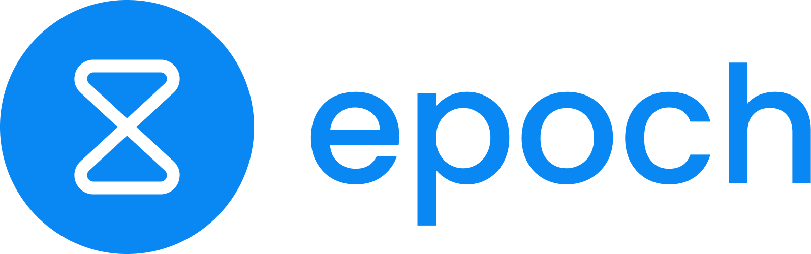 Epoch logo with a blue circle and a white hourglass symbol next to the word 'epoch' in blue text