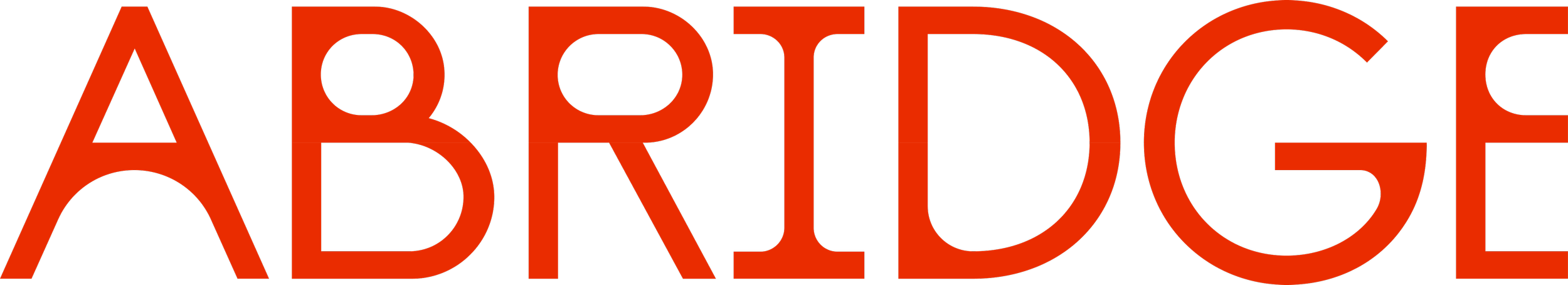 Large text spelling 'ABRIDGE' in orange on a black background.