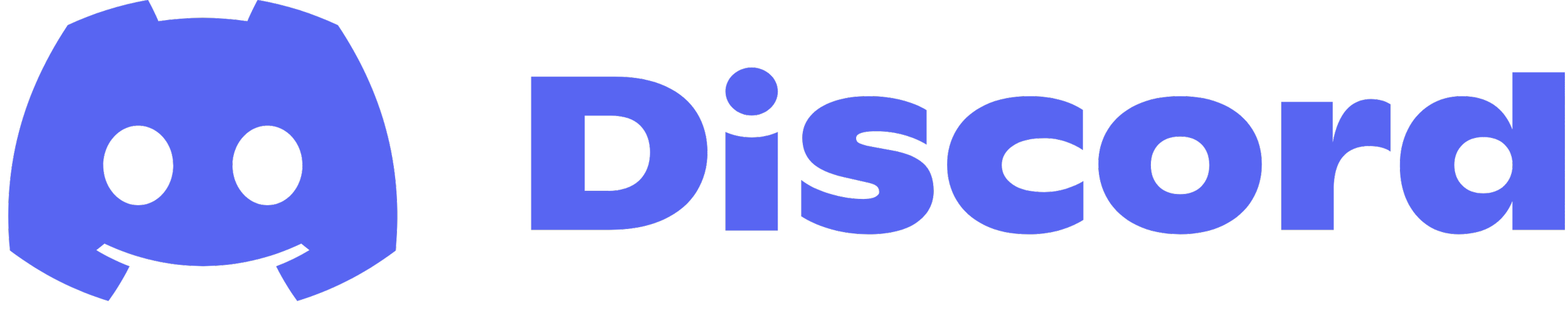 Discord logo with a blue smiling game controller icon and the word "Discord" in blue text.