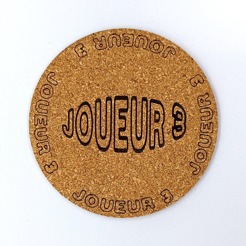JOUEUR 3 Sous-verre en liège flipper pinball slogan ovale Joueur, sous-bock décoratif avec inscriptions Joueur 1 à Joueur 8, décoration flipper rétro vintage, idée cadeau originale pinball et arcade