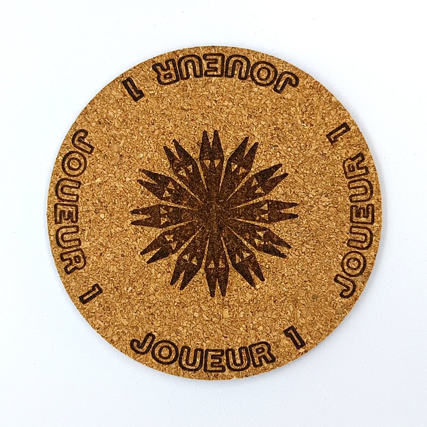 JOUEUR 1 Sous-verre flipper rosace Joueur, sous-bock décoratif inscriptions Joueur 1 à 8, slogans emblématiques Extra Ball, Game Over, Jackpot, Multiball, Tilt, décoration flipper rétro, idée cadeau