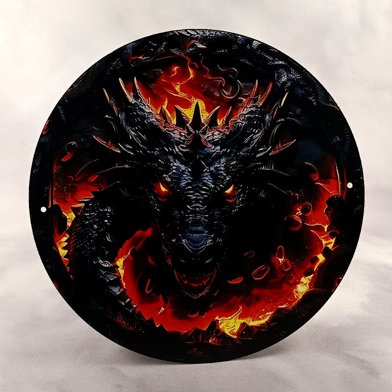 Plaque Métal Vintage Arcade et Gaming DRAGON Tête Noire