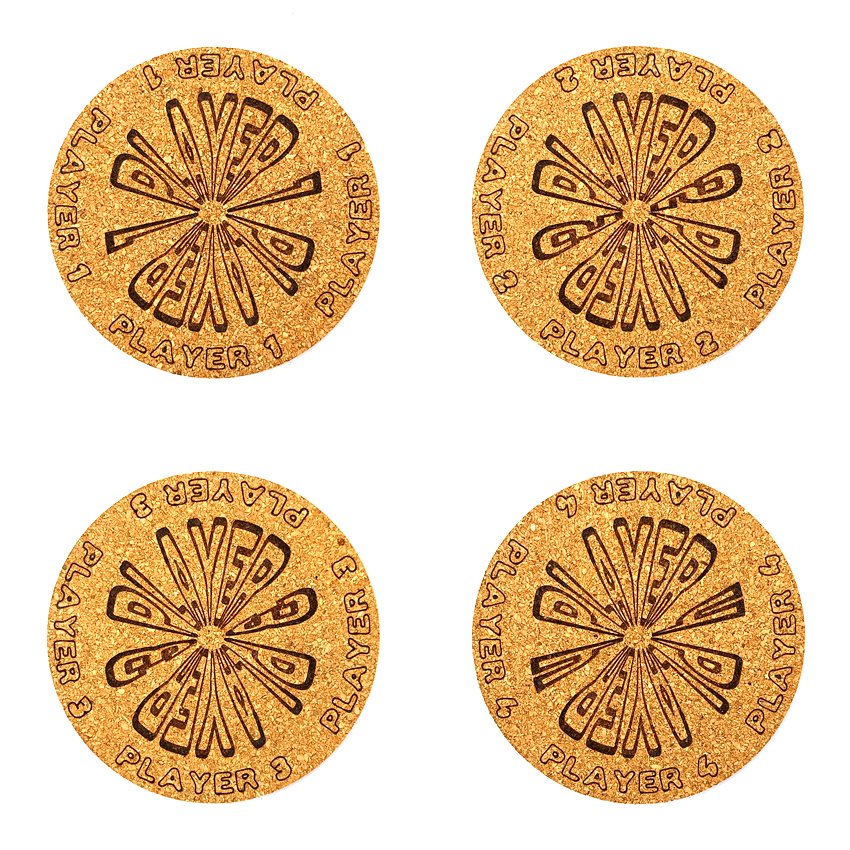 Sous-verre liège flipper pinball slogan rond Player, sous-bock décoratif avec inscriptions Player 1 à Player 8, inspiré des pinball machines, décoration flipper rétro vintage, idée cadeau originale