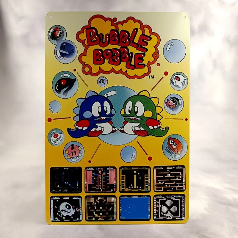 Plaque Métal Vintage Arcade BUBBLE BOBBLE mini Screen Game