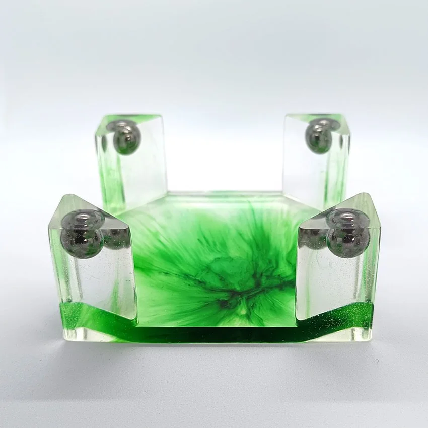 Support de sous-verres décoratifs en résine – Modèle Flipper BILLE en ACIER (VERT)