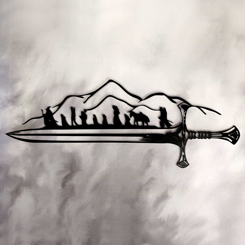 Applique Murale en Métal, Thème Flipper-Gamer-Fantastique, LORD of the RINGS Le Seigneur Des Anneaux (40x15)