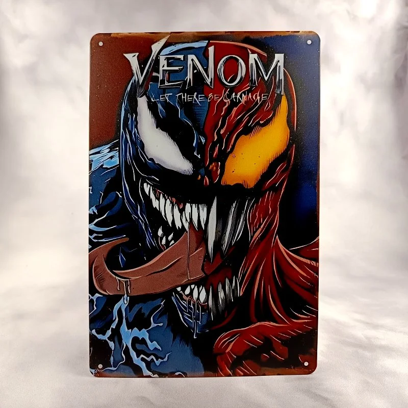 Plaque Métal Vintage Flipper VENOM Let There Be Carnage (Bi Face)