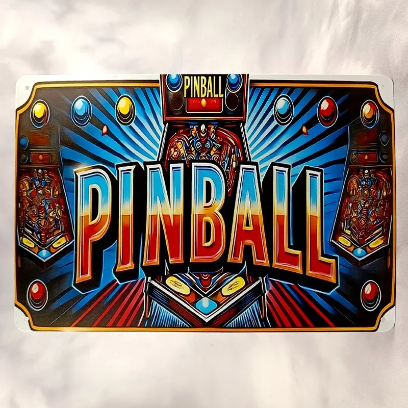 Plaque Métal Vintage Flipper PINBALL IA