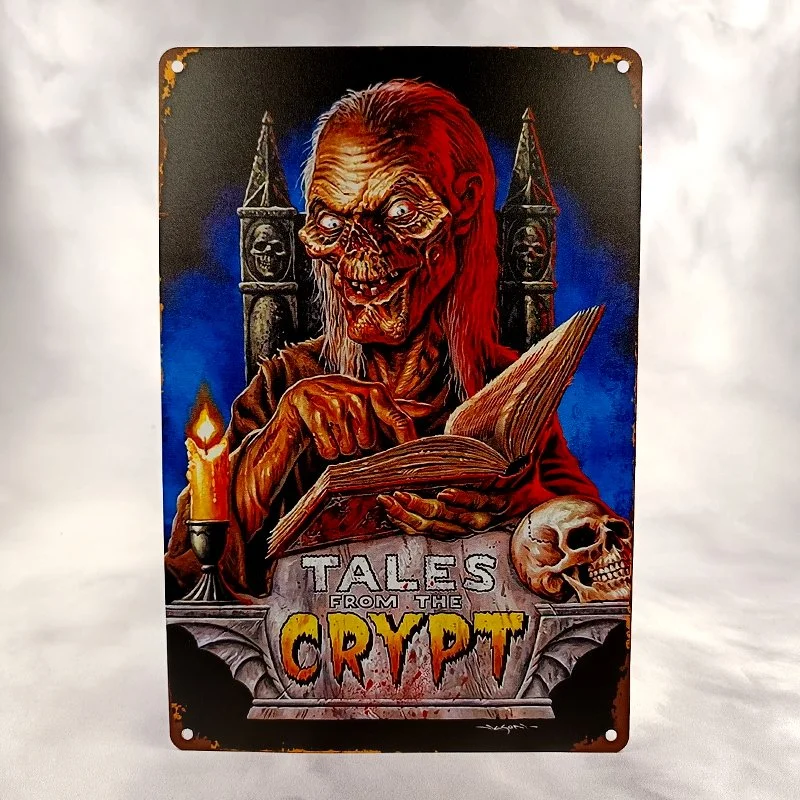 Plaque Métal Vintage Flipper TALES Of The CRYPT (Data-East,B)