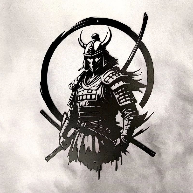 Applique Murale en Métal, Thème Flipper-Gamer-Fantastique, SAMOURAÏ (22x30)