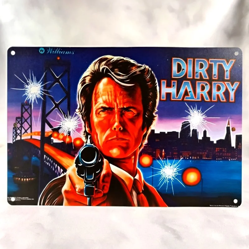 Plaque Métal Vintage Flipper DIRTY HARRY Backglass Williams