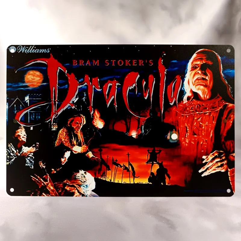 Plaque Métal Vintage Flipper DRACULA Bram Stoker's (Backglass Williams)