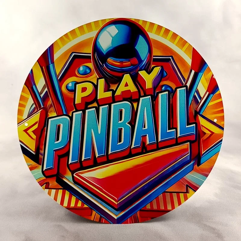 Plaque Métal Vintage Flipper PLAY PINBALL