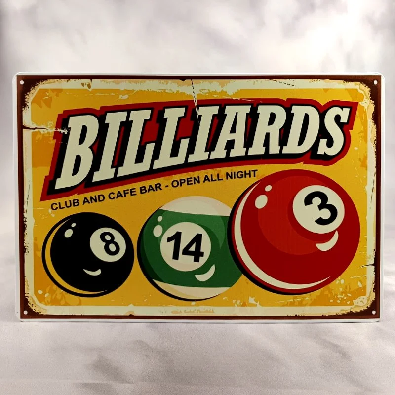 Plaque Métal Vintage Billard BILLIARD CLUB