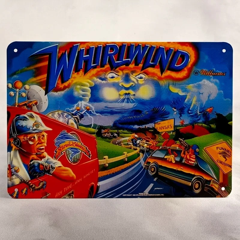 Plaque Métal Vintage Flipper WHIRLWIND (Backglass Williams)