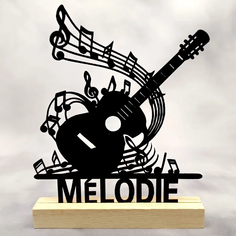 Déco métal sur socle -Jukebox & Musique- GUITARE CLASSIC «MÉLODIE»