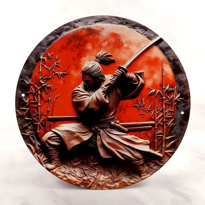 Plaque Métal Vintage Arcade et Gaming SAMOURAÏ en Attack