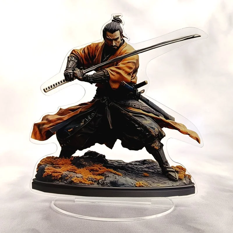 Statue décorative en acrylique : SAMOURAÏ RONIN en défense Katana en main