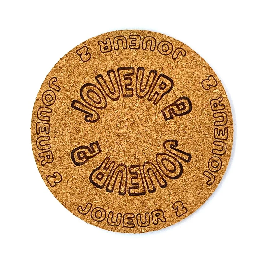 Joueur 2 Sous-verre flipper slogan arcade Joueur, sous-bock décoratif inspiré des pinball machines avec Joueur 1 à Joueur 8, décoration rétro vintage, idée cadeau pour passionné flipper borne arcade