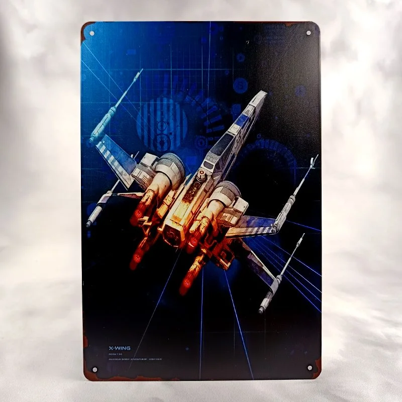 Plaque Métal Vintage Flipper Gaming STAR WARS X-WING