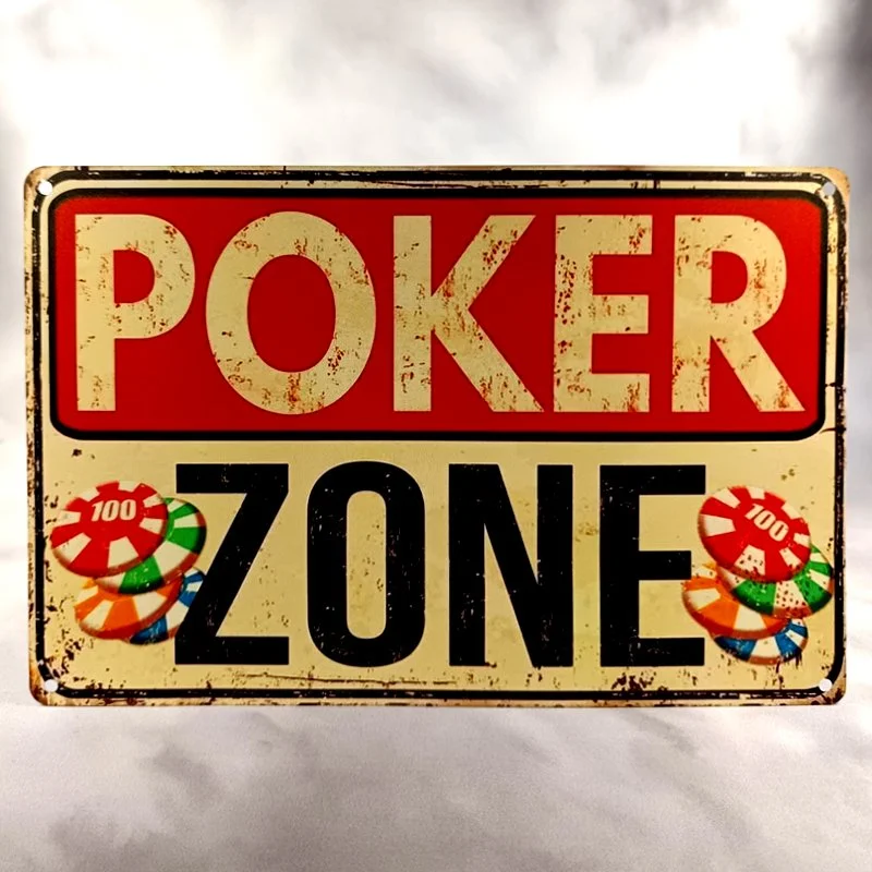 Plaque Métal Vintage Bar Pub et Poker POKER ZONE