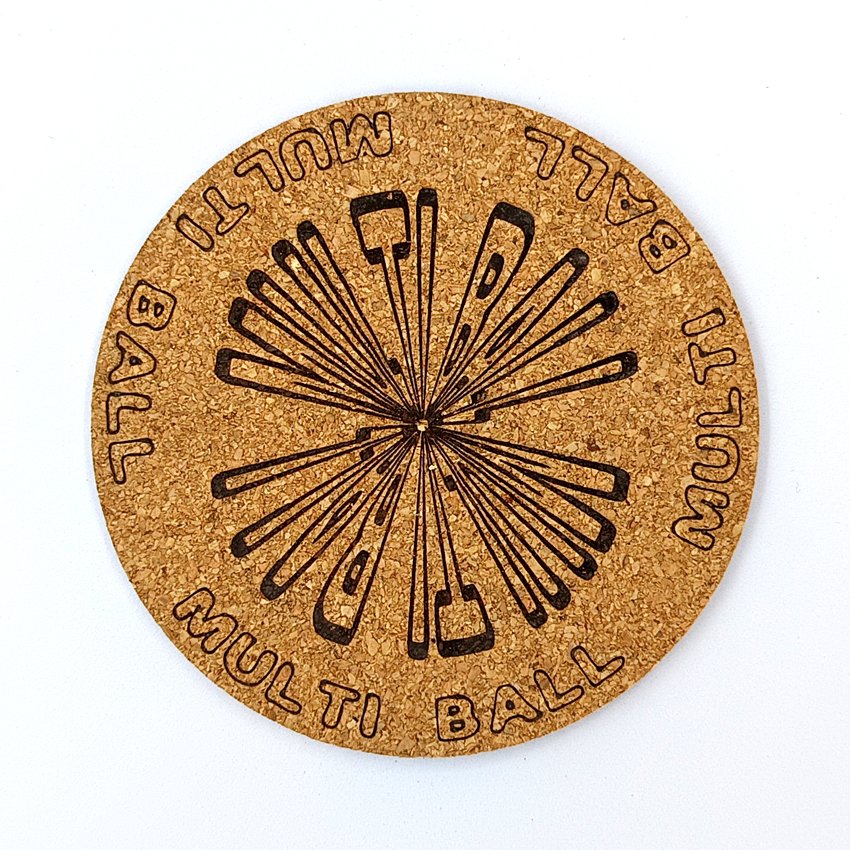 MULTI BALL Sous-verre flipper slogan rond sélection, sous-bock décoratif inspiré des pinball machines avec slogans iconiques Extra Ball, Game Over, Jackpot, Multiball, Tilt, décoration idée cadeau