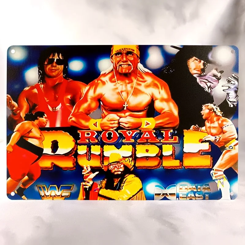 Plaque Métal Vintage Flipper ROYAL RUMBLE Backglass Data-East