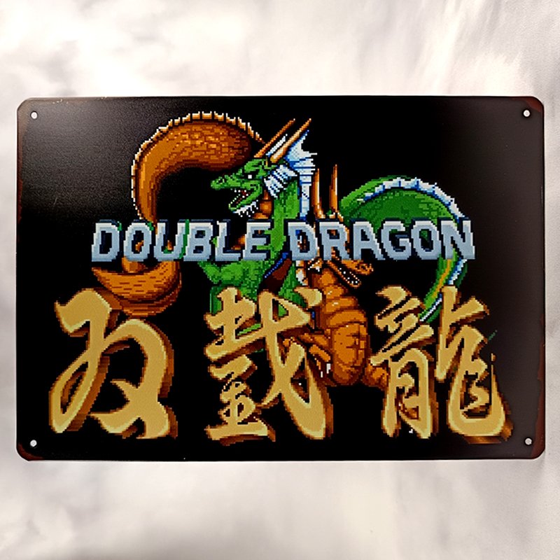 Plaque Métal Vintage Arcade DOUBLE DRAGON Logo