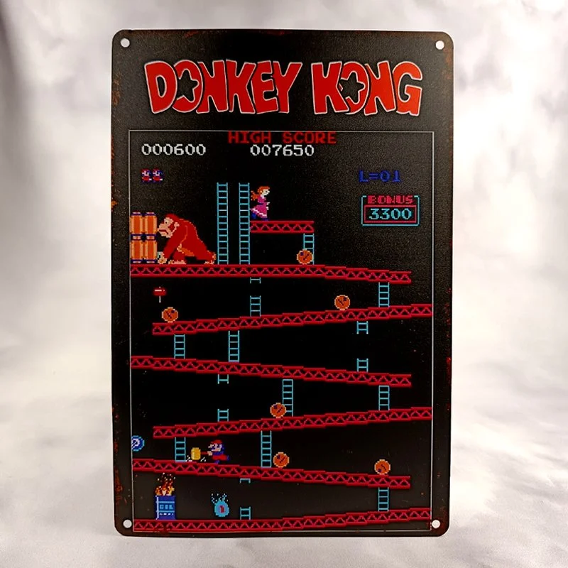 Plaque Métal Vintage Arcade DONKEY KONG Screen Game