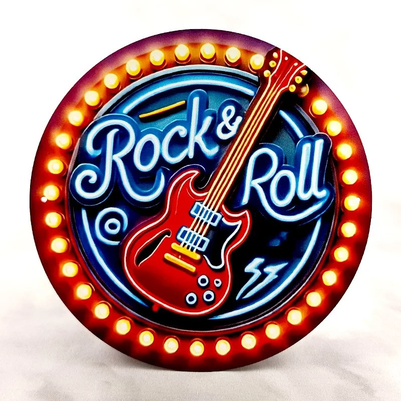 Plaque Métal Vintage Jukebox & Musique ROCK & ROLL Guitare