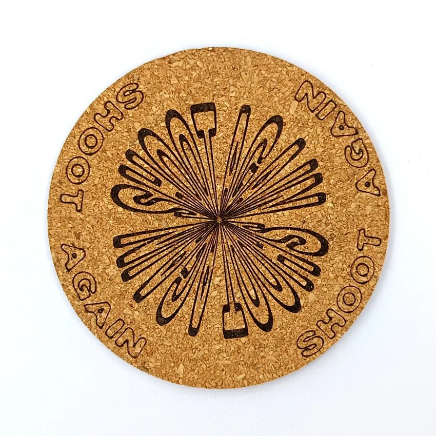 SHOOT AGAIN Sous-verre flipper slogan rond sélection, sous-bock décoratif inspiré des pinball machines avec slogans iconiques Extra Ball, Game Over, Jackpot, Multiball, Tilt, décoration idée cadeau