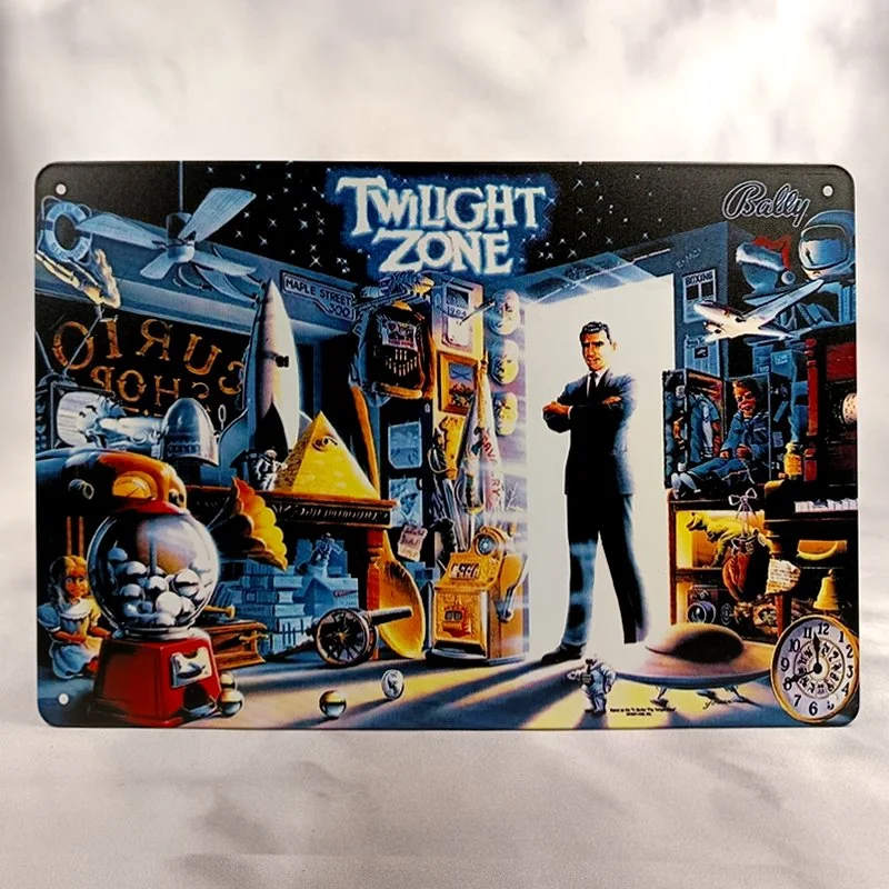 Plaque Métal Vintage Flipper TWILIGHT ZONE (Backglass Bally)