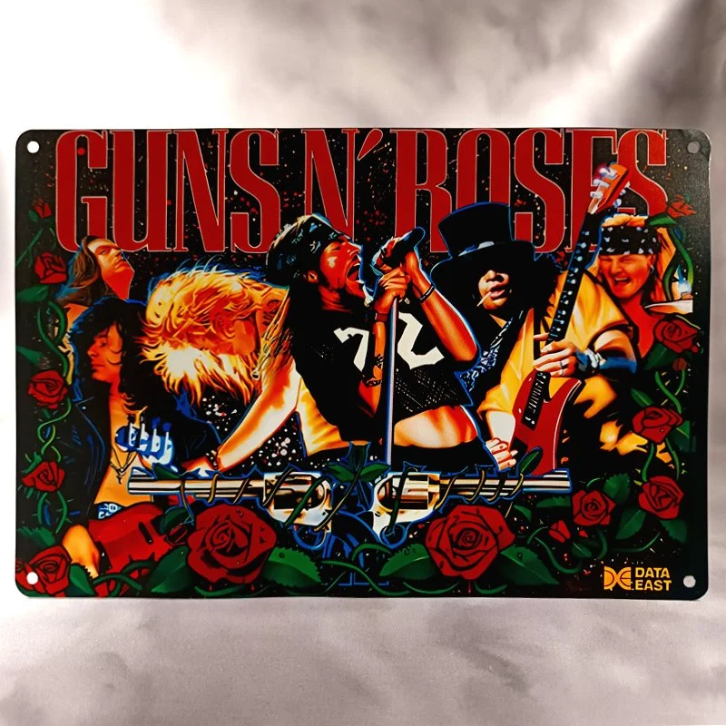 Plaque Métal Vintage Flipper GUNS N' ROSES Backglass Data-East
